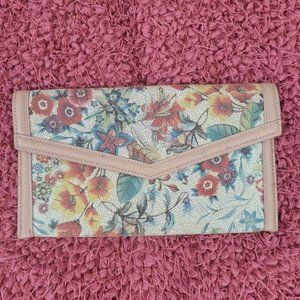 Sondra Roberts floral leather envelope clutch